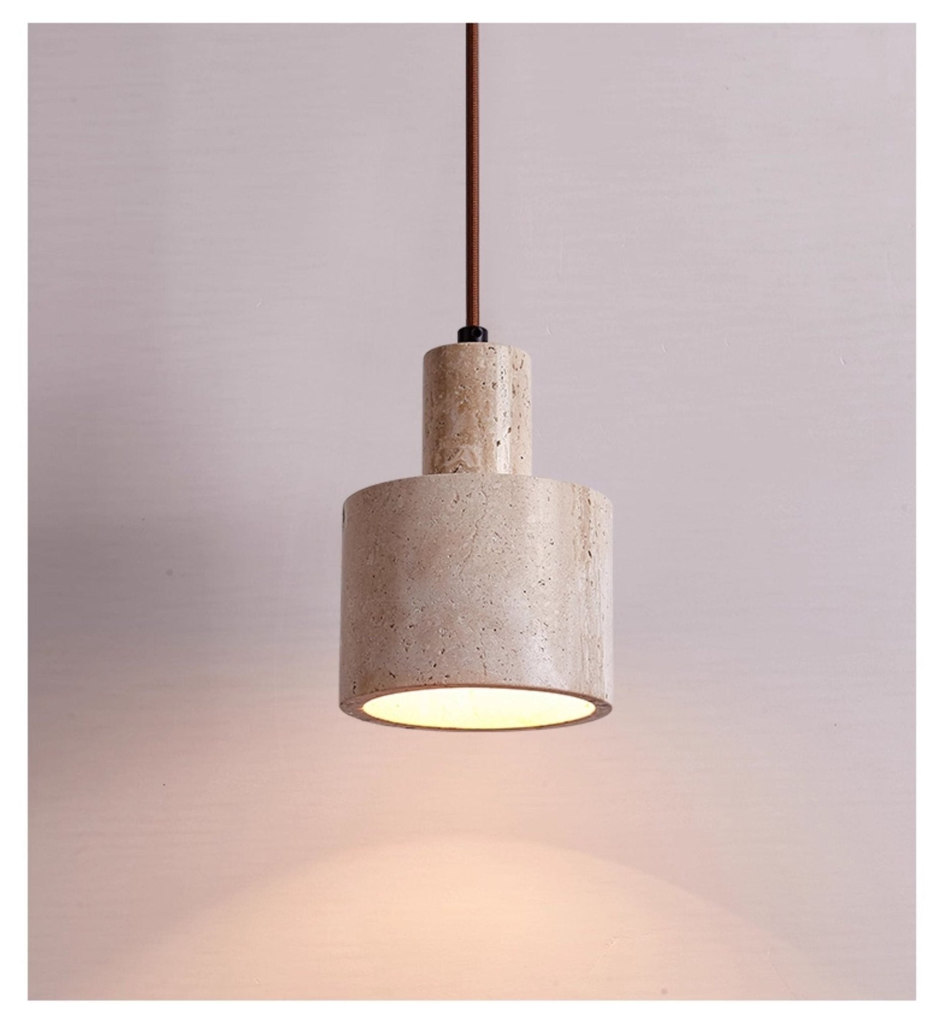 Cairn Cylindrical Travertine Pendant Lamp
