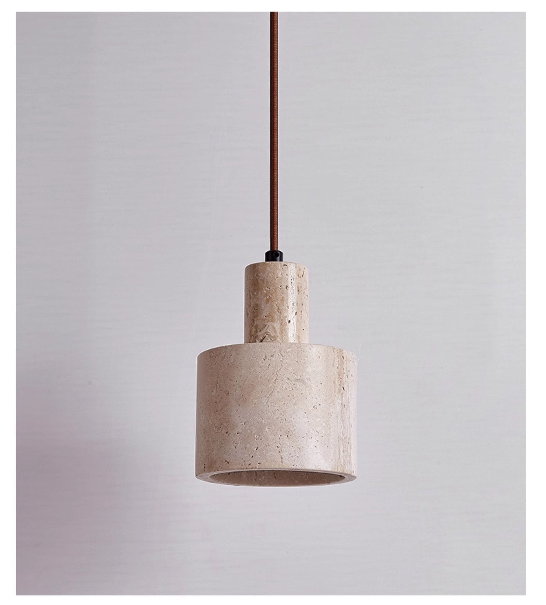 Cairn Cylindrical Travertine Pendant Lamp