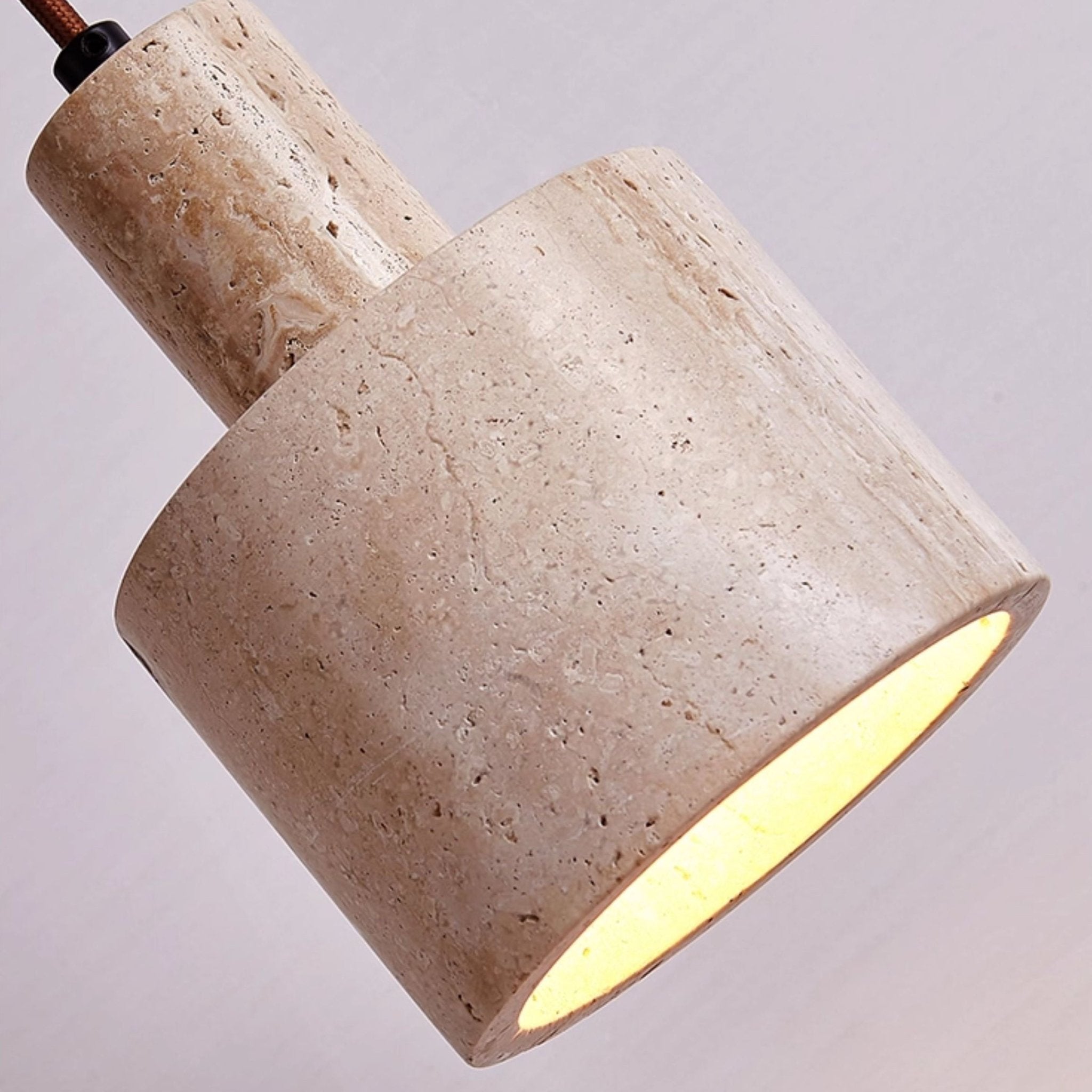 Cairn Cylindrical Travertine Pendant Lamp