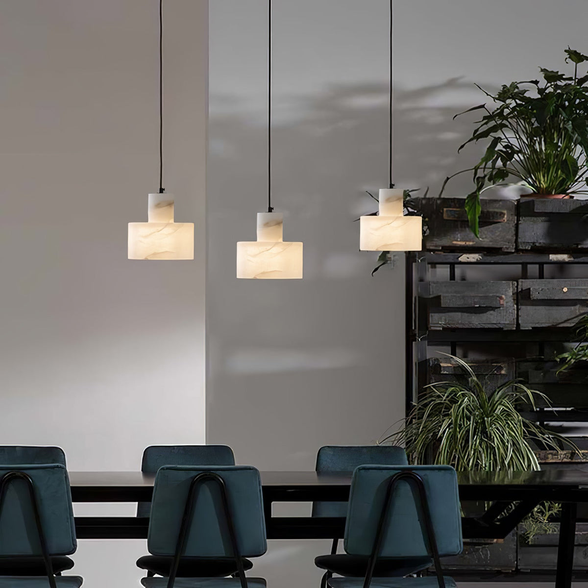 Alabaster Pendant Lgiht Dual Cylindrical