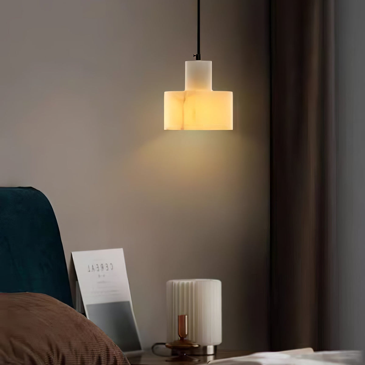 Alabaster Pendant Lgiht Dual Cylindrical