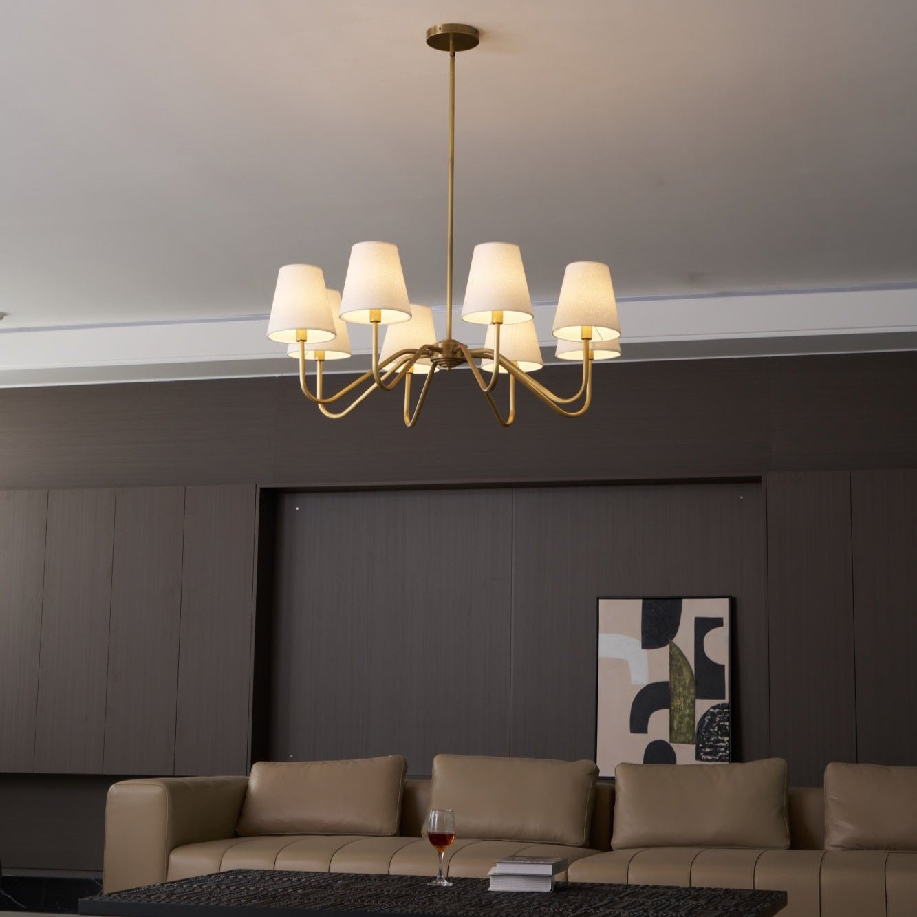 Viraean Vintage Industrial Brass Fabric Chandelier