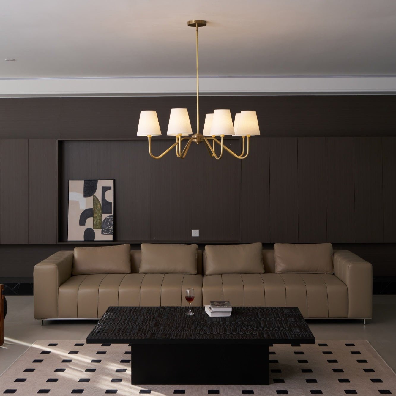 Viraean Vintage Industrial Brass Fabric Chandelier