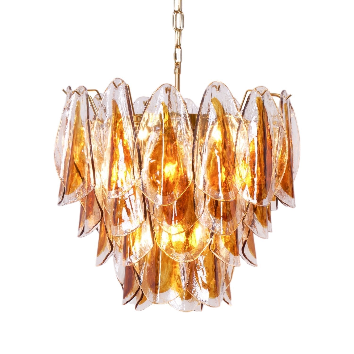 Lioraora Chandelier Amber Leaf Glass Layered Organic Warmth