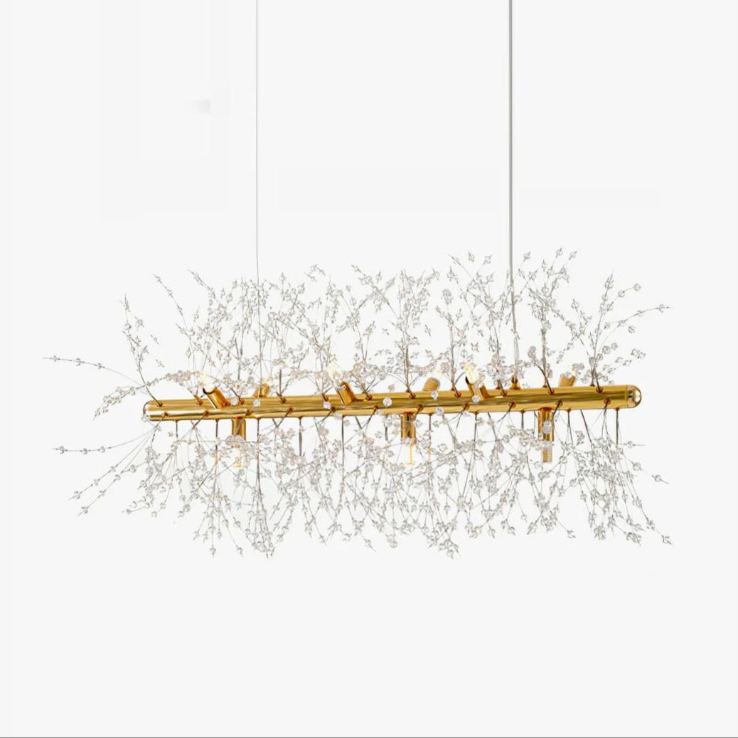 Cir Chandelier Brass Linear Crystal Branch