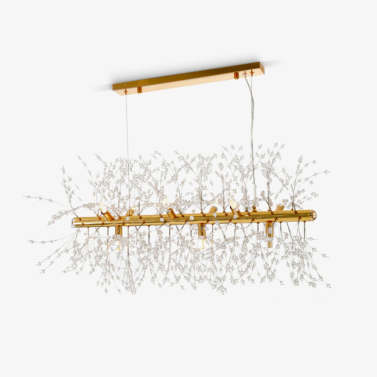 Cir Chandelier Brass Linear Crystal Branch