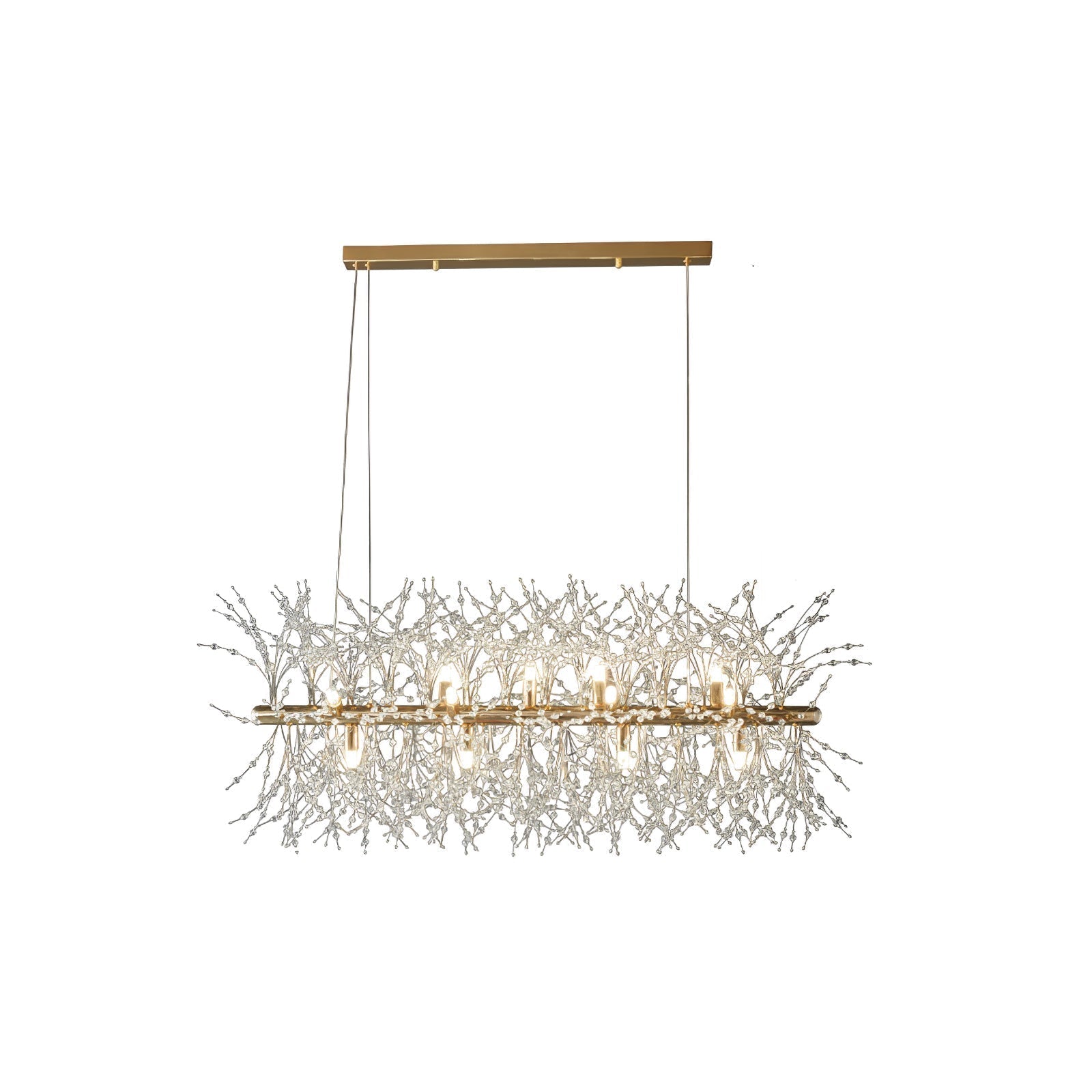 Cir Chandelier Brass Linear Crystal Branch
