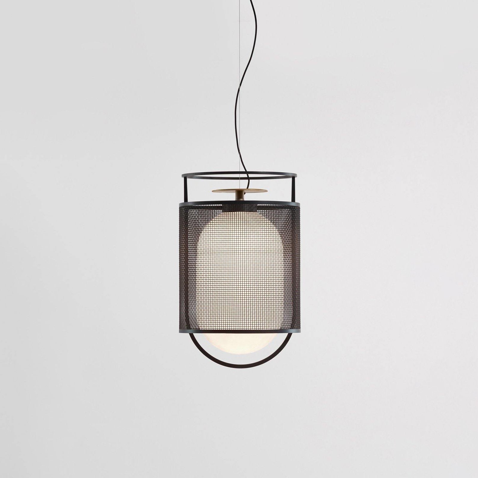 Meren Pendant Lamp Mesh Cylinder Brass Accent Industrial