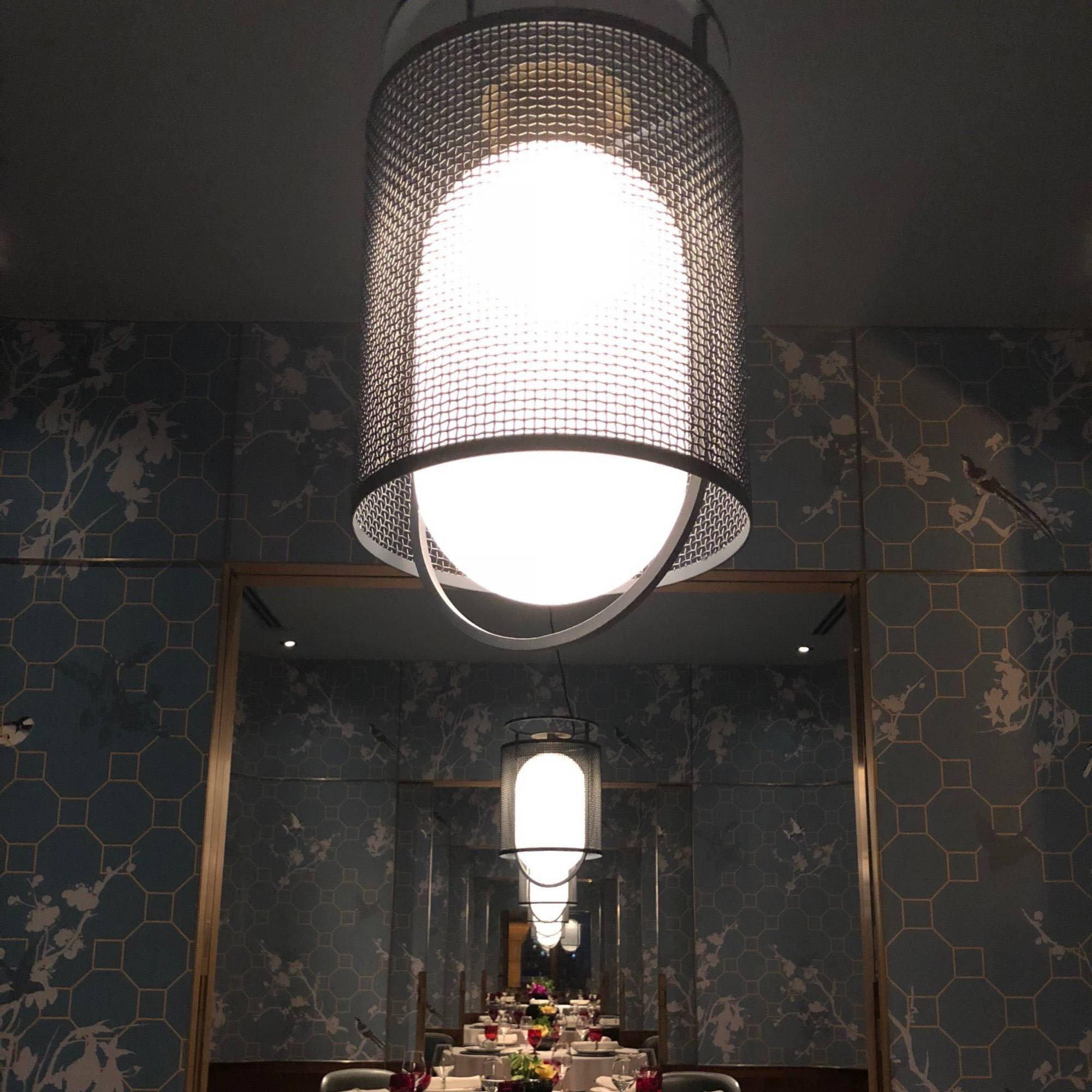 Meren Pendant Lamp Mesh Cylinder Brass Accent Industrial