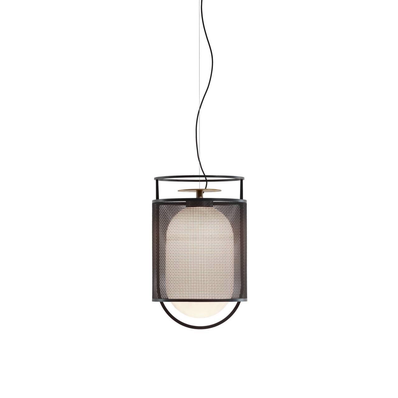Meren Pendant Lamp Mesh Cylinder Brass Accent Industrial