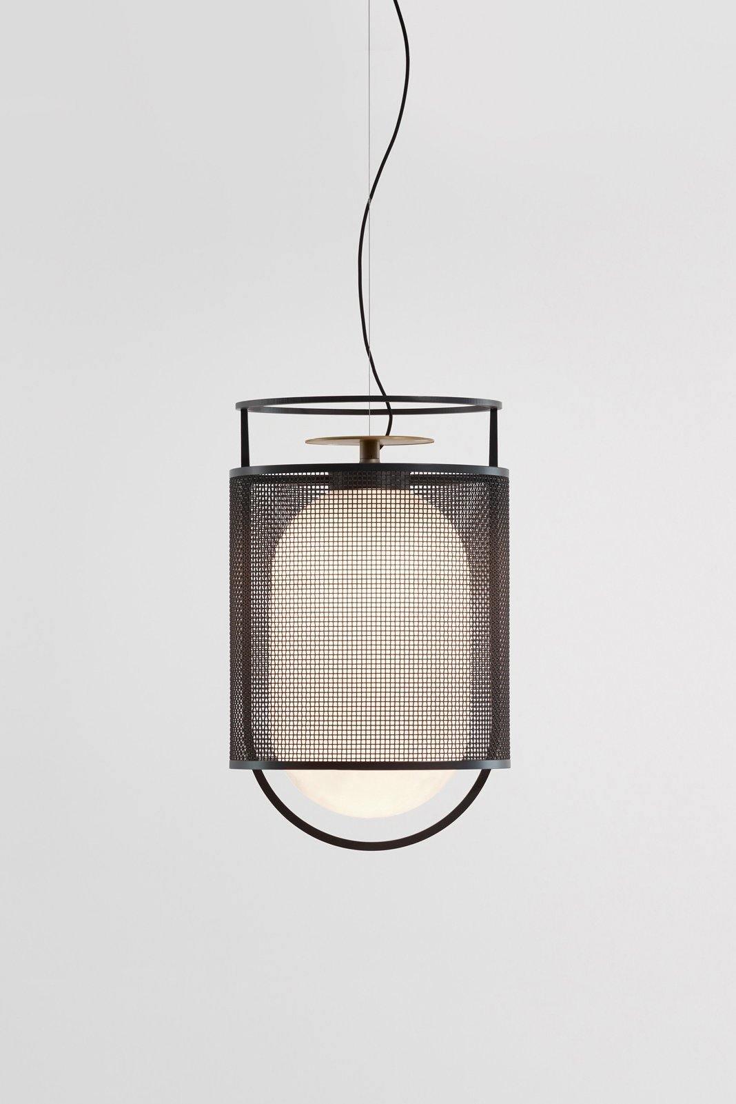 Meren Pendant Lamp Mesh Cylinder Brass Accent Industrial
