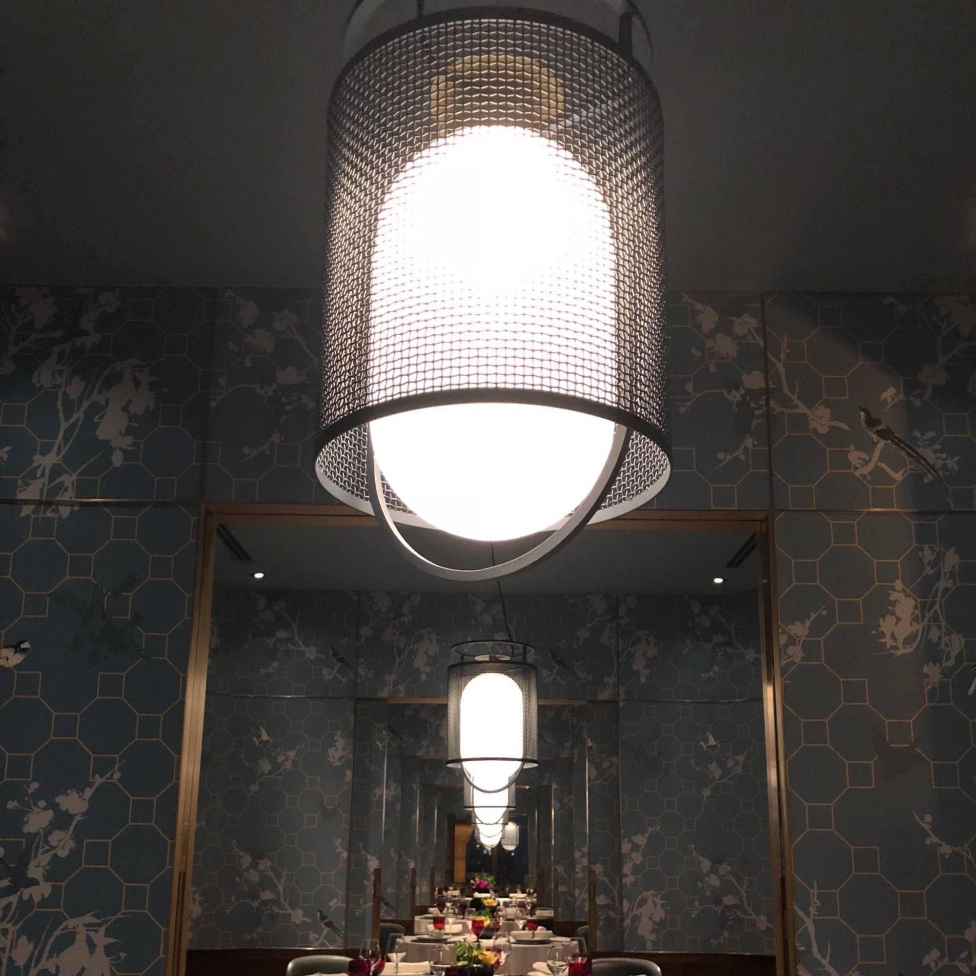 Meren Pendant Lamp Mesh Cylinder Brass Accent Industrial