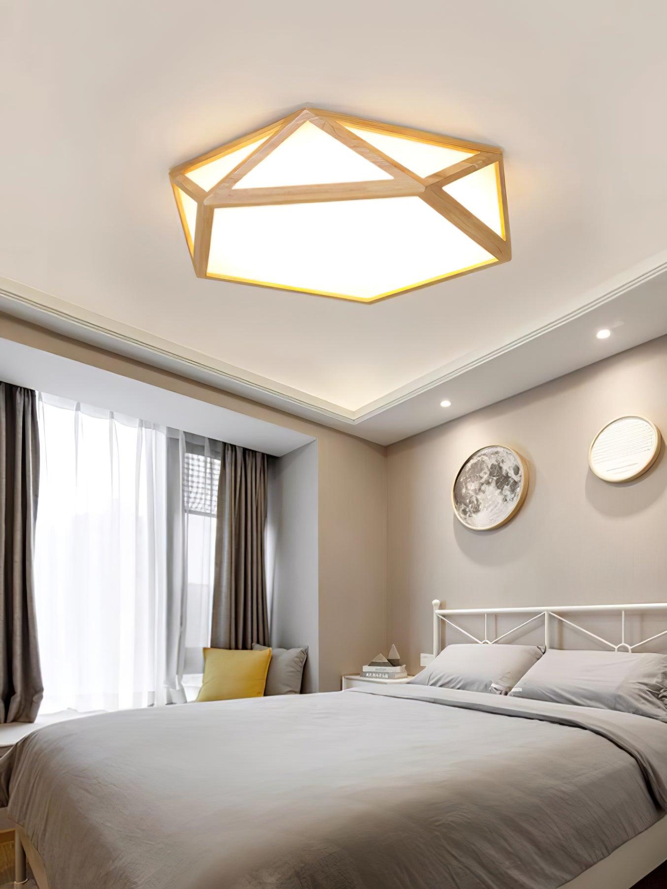 Syleneria Ceiling Lamp Wooden Diamond Geometric Modern