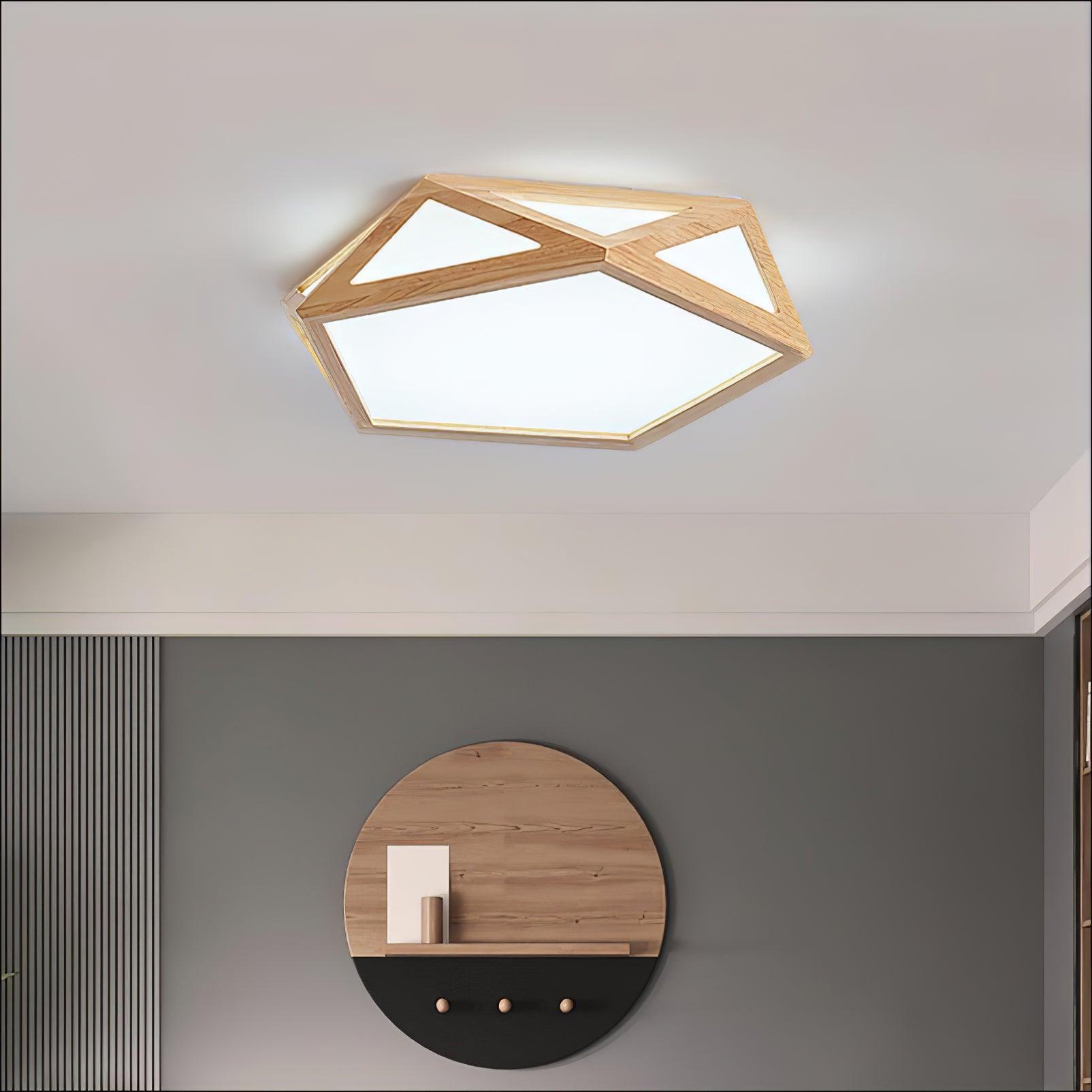 Syleneria Ceiling Lamp Wooden Diamond Geometric Modern