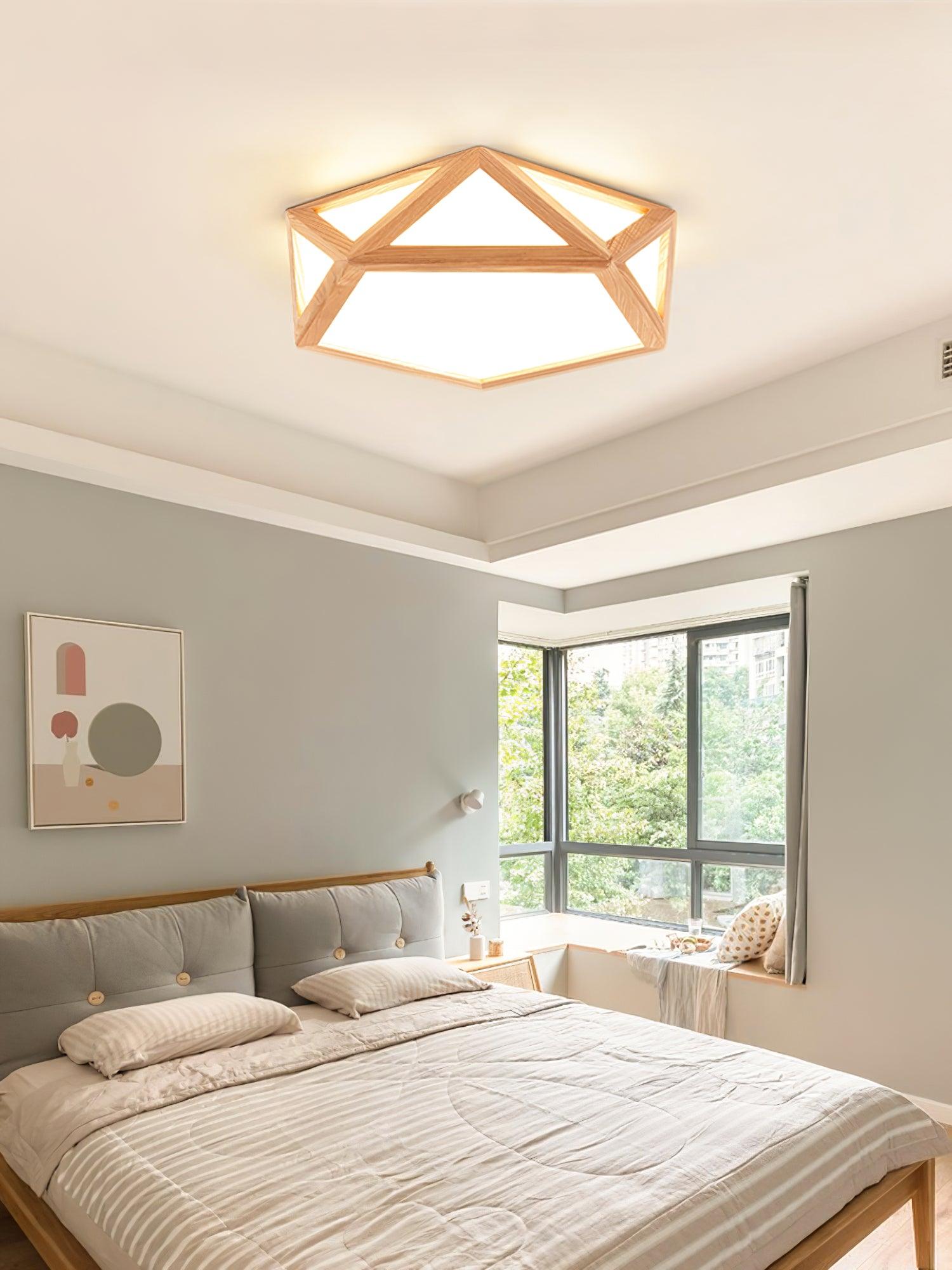 Syleneria Ceiling Lamp Wooden Diamond Geometric Modern