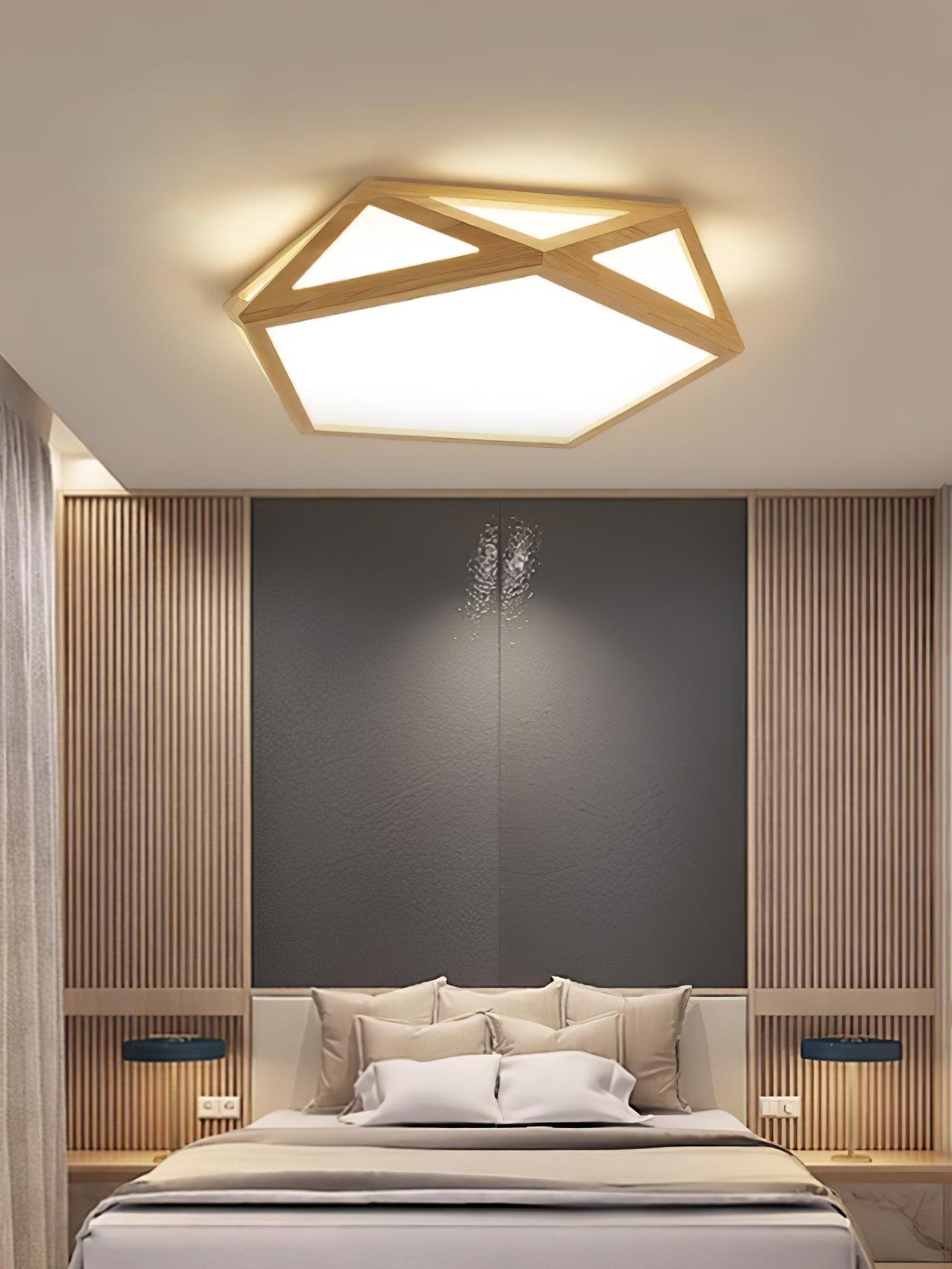 Syleneria Ceiling Lamp Wooden Diamond Geometric Modern