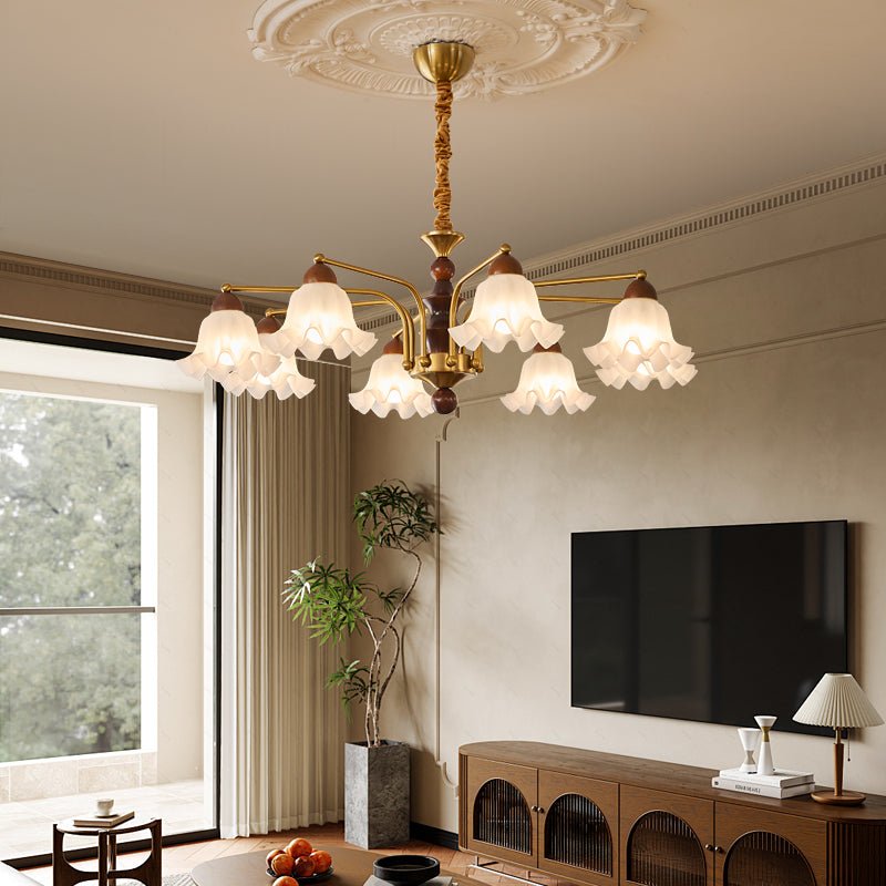 Lylaeen Elegance Vintage Glass Wood Chandelier