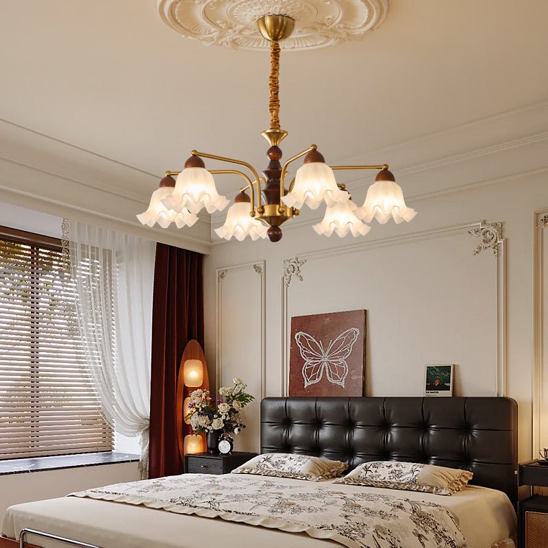 Lylaeen Elegance Vintage Glass Wood Chandelier