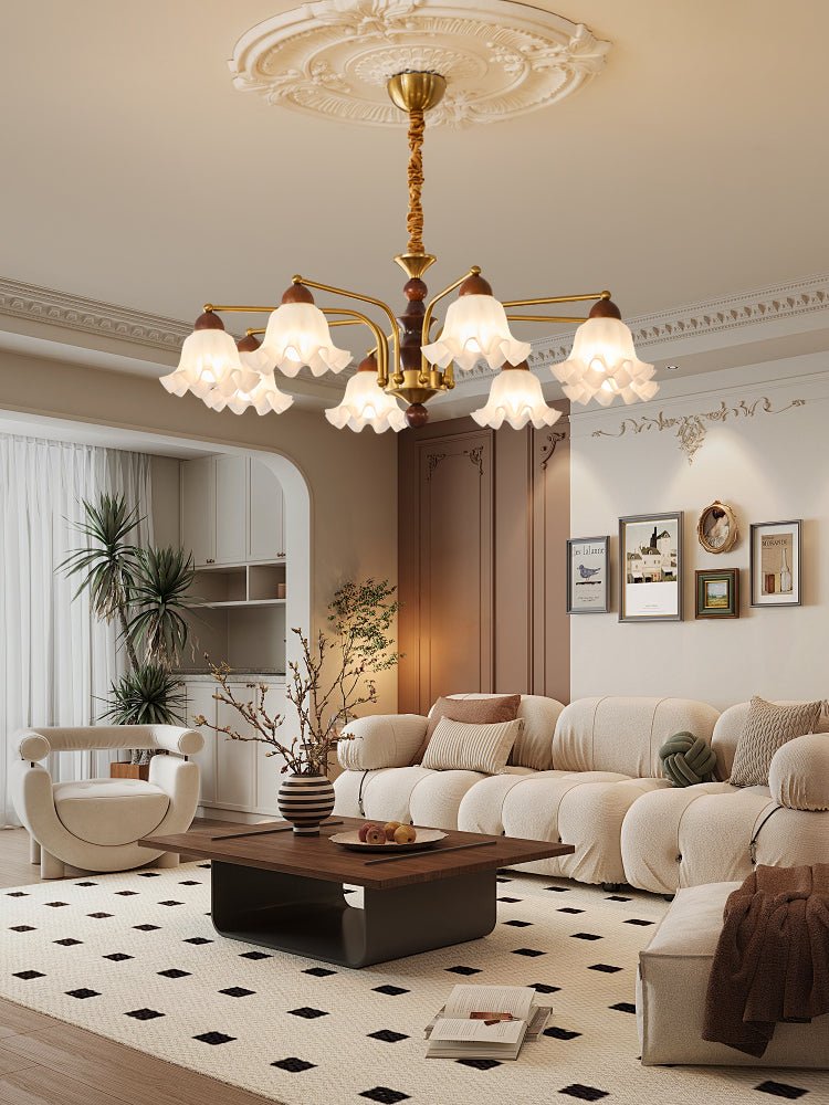 Lylaeen Elegance Vintage Glass Wood Chandelier