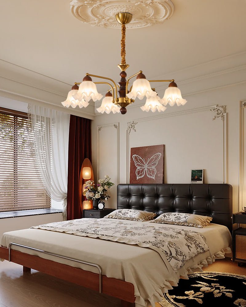 Lylaeen Elegance Vintage Glass Wood Chandelier