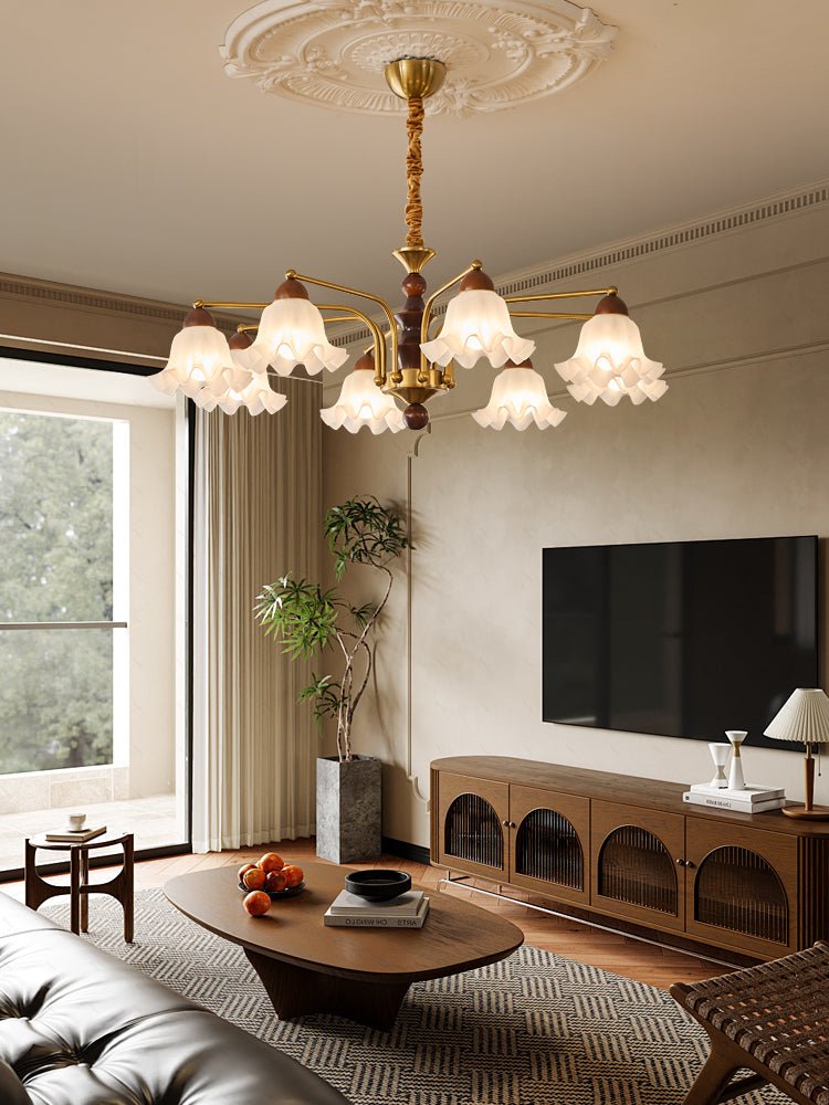 Lylaeen Elegance Vintage Glass Wood Chandelier