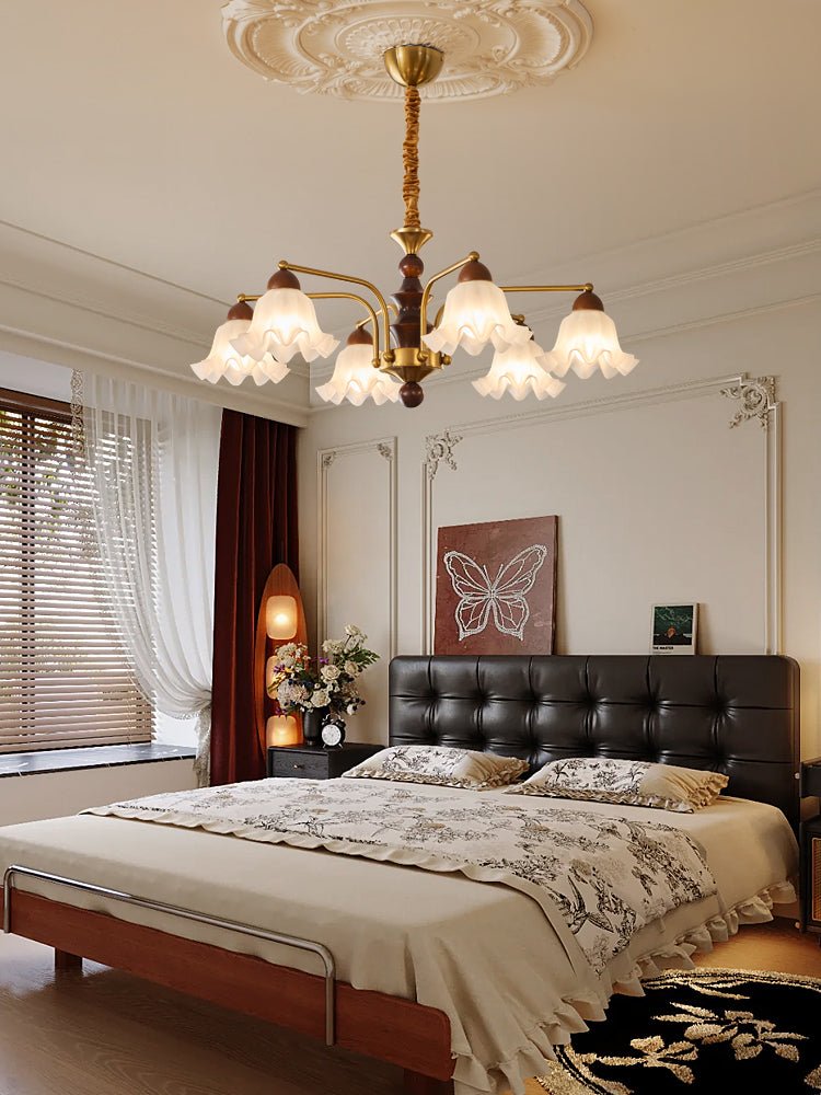 Lylaeen Elegance Vintage Glass Wood Chandelier