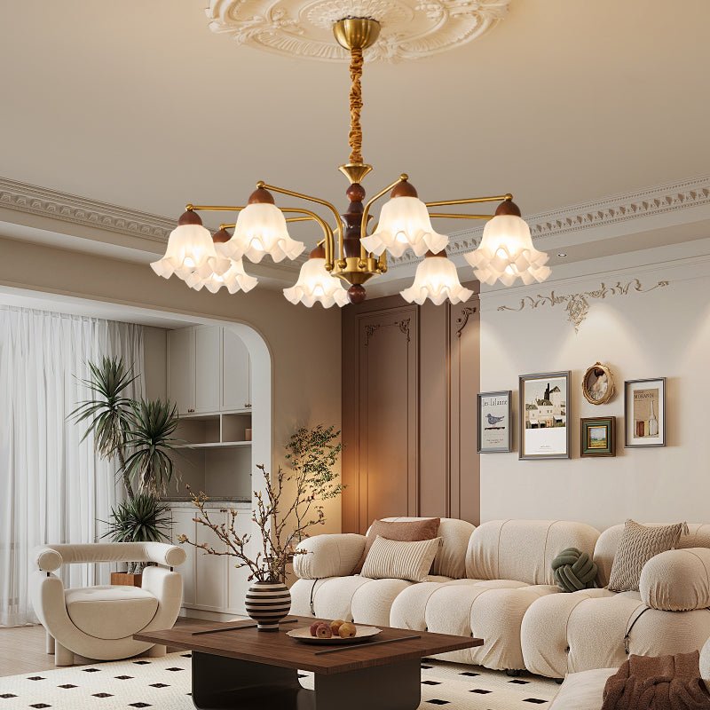 Lylaeen Elegance Vintage Glass Wood Chandelier