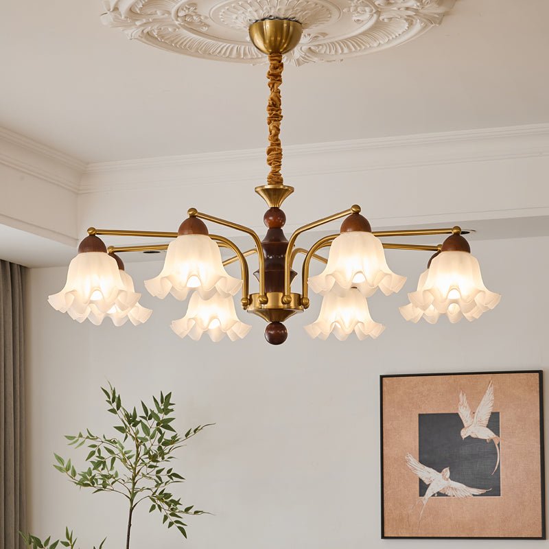 Lylaeen Elegance Vintage Glass Wood Chandelier