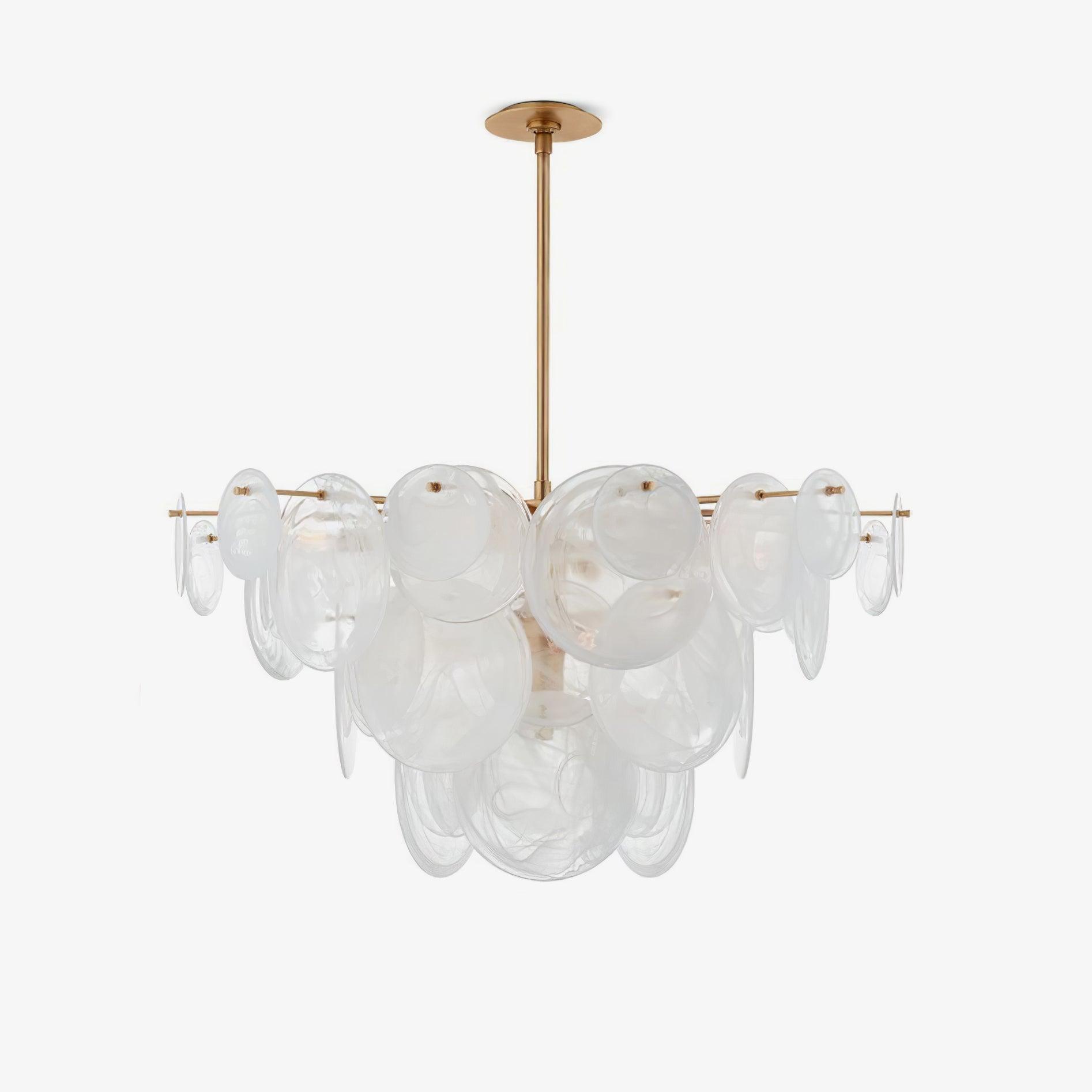 Ael Postmodern Luxury Discs Brass Glass Chandelier