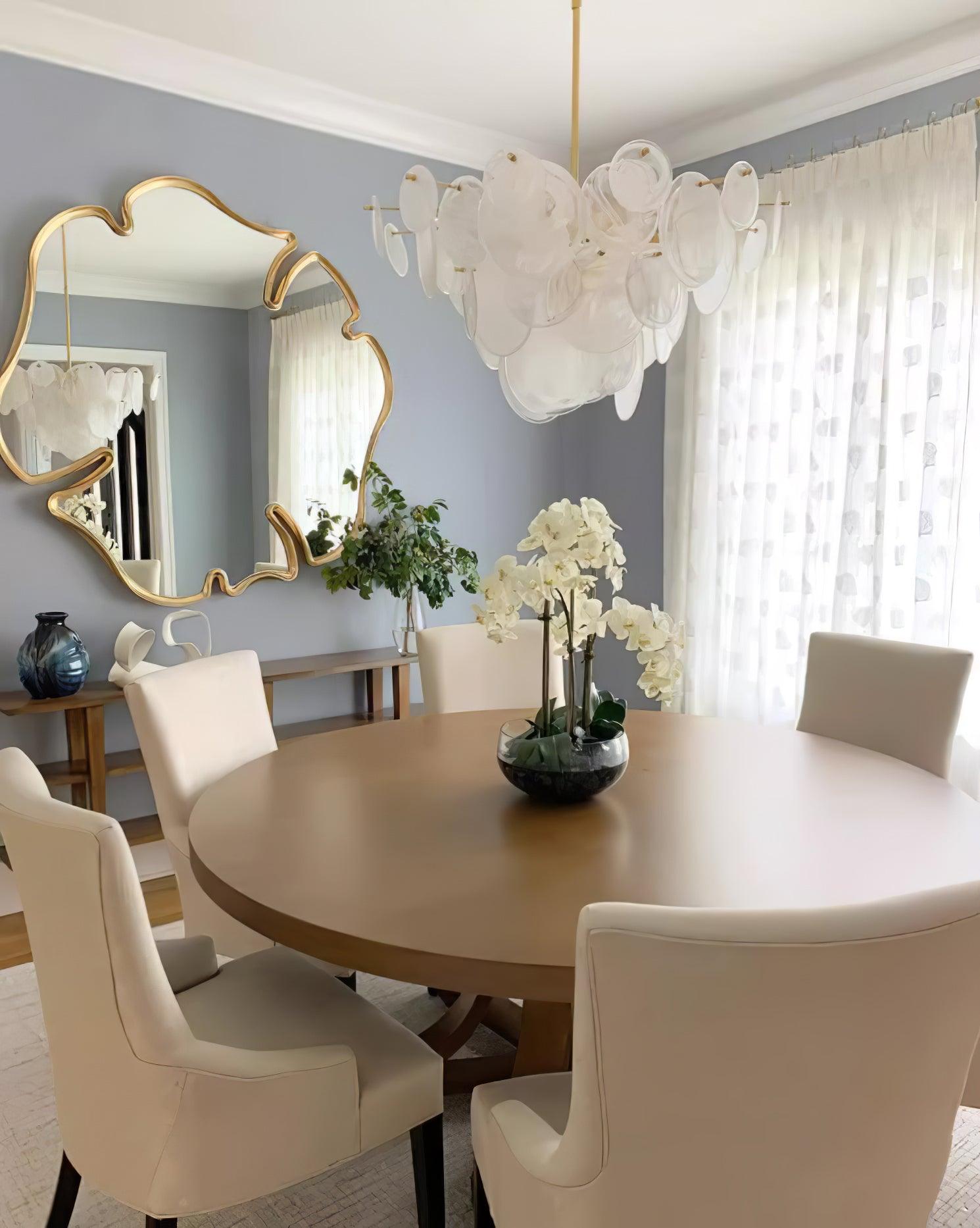 Ael Postmodern Luxury Discs Brass Glass Chandelier