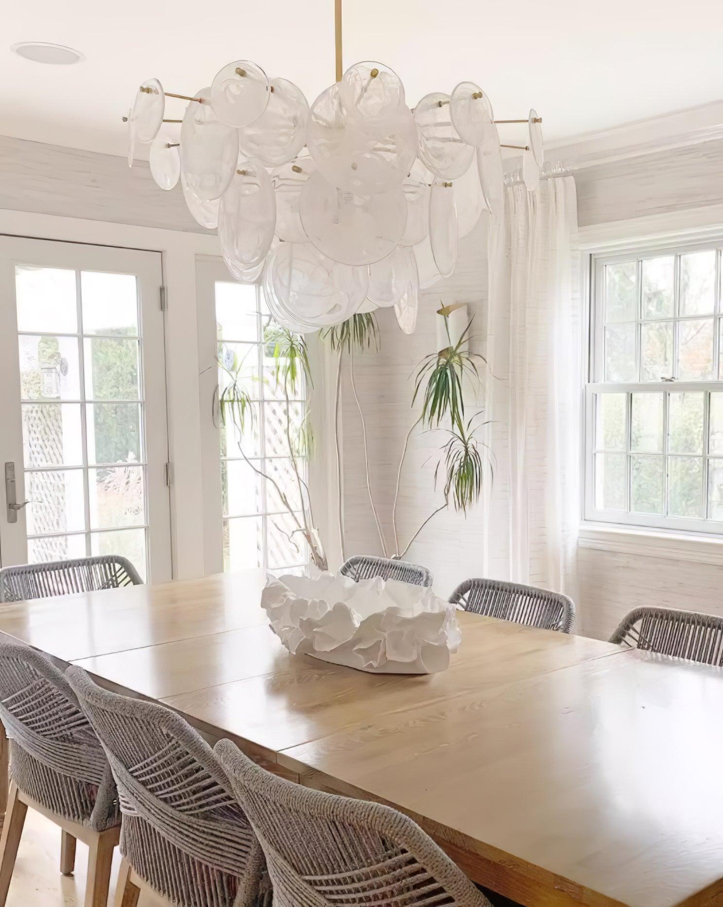 Ael Postmodern Luxury Discs Brass Glass Chandelier