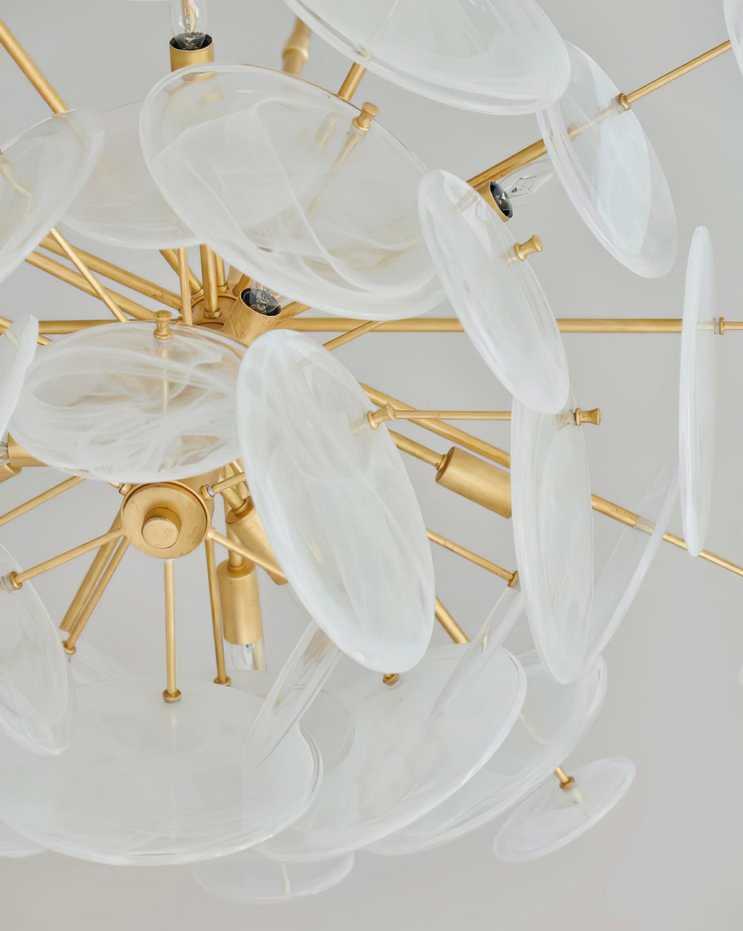 Ael Postmodern Luxury Discs Brass Glass Chandelier