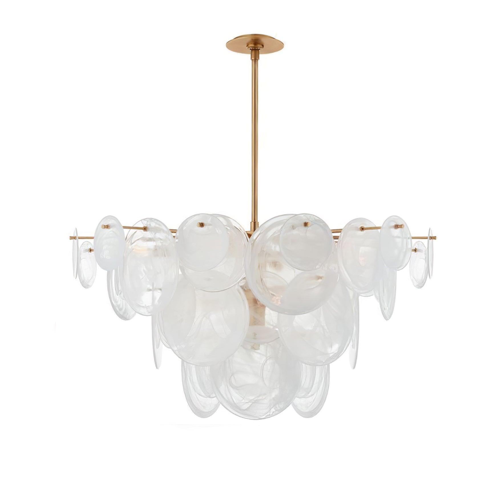 Ael Postmodern Luxury Discs Brass Glass Chandelier