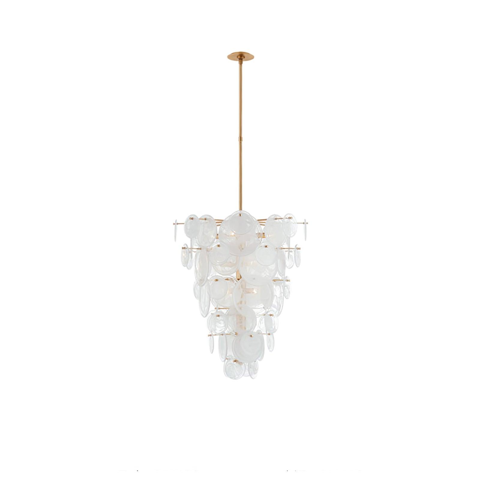 Ael Postmodern Luxury Discs Brass Glass Chandelier