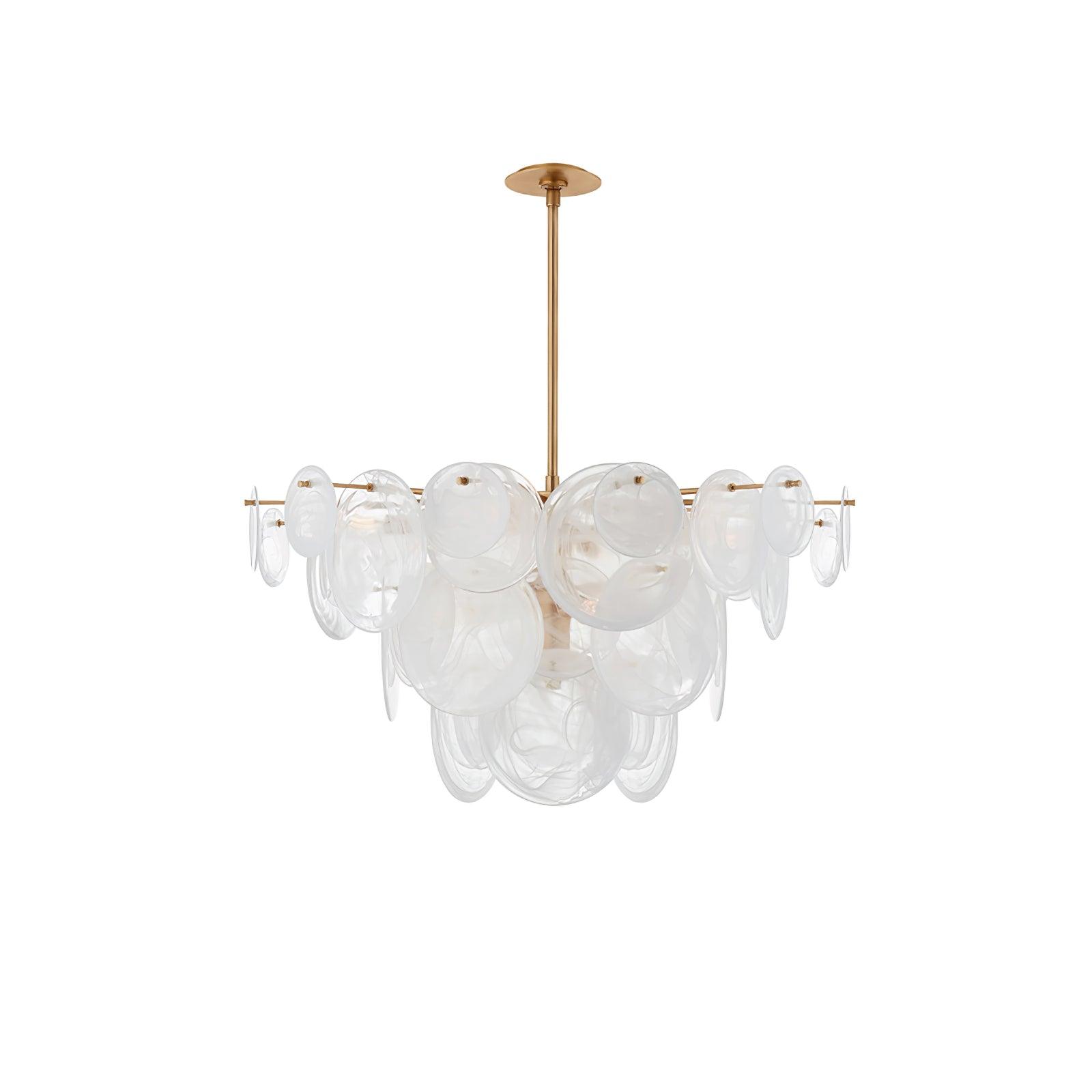 Ael Postmodern Luxury Discs Brass Glass Chandelier