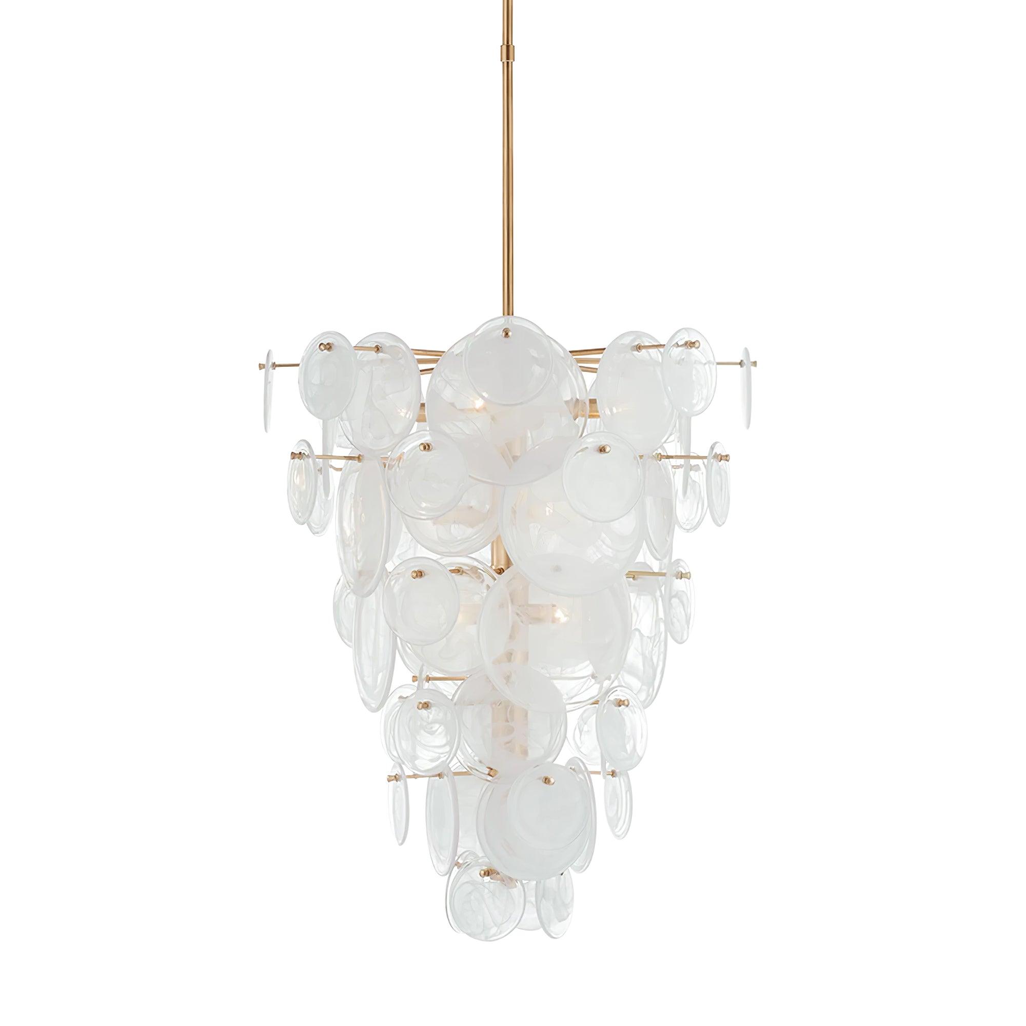 Ael Postmodern Luxury Discs Brass Glass Chandelier
