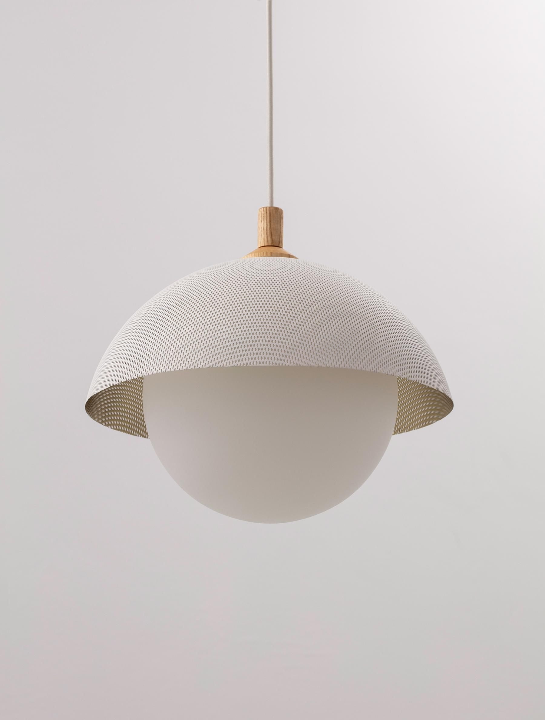 Pith Modern Minimalist Dome Perforated Wooden Pendant Lamp