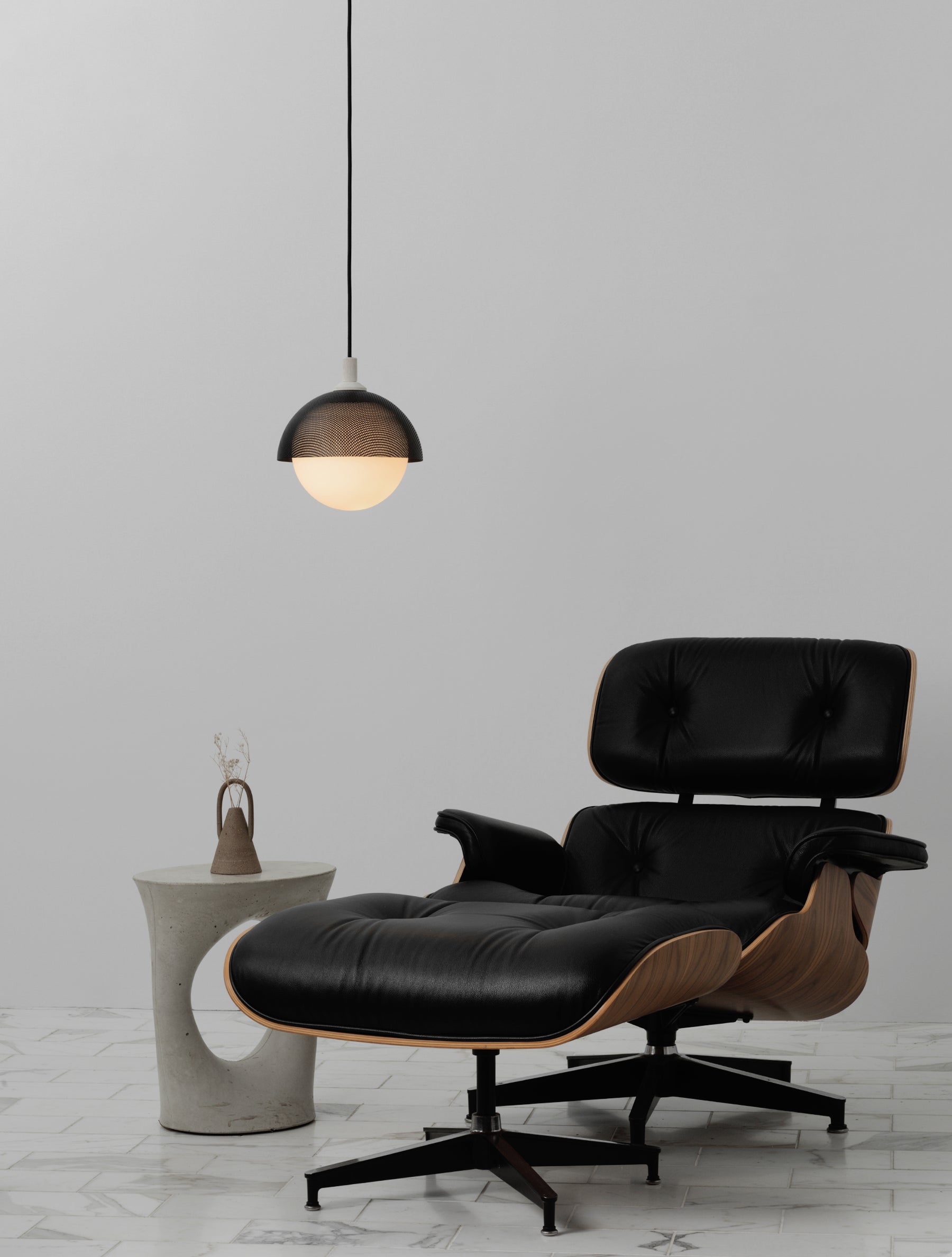 Pith Modern Minimalist Dome Perforated Wooden Pendant Lamp