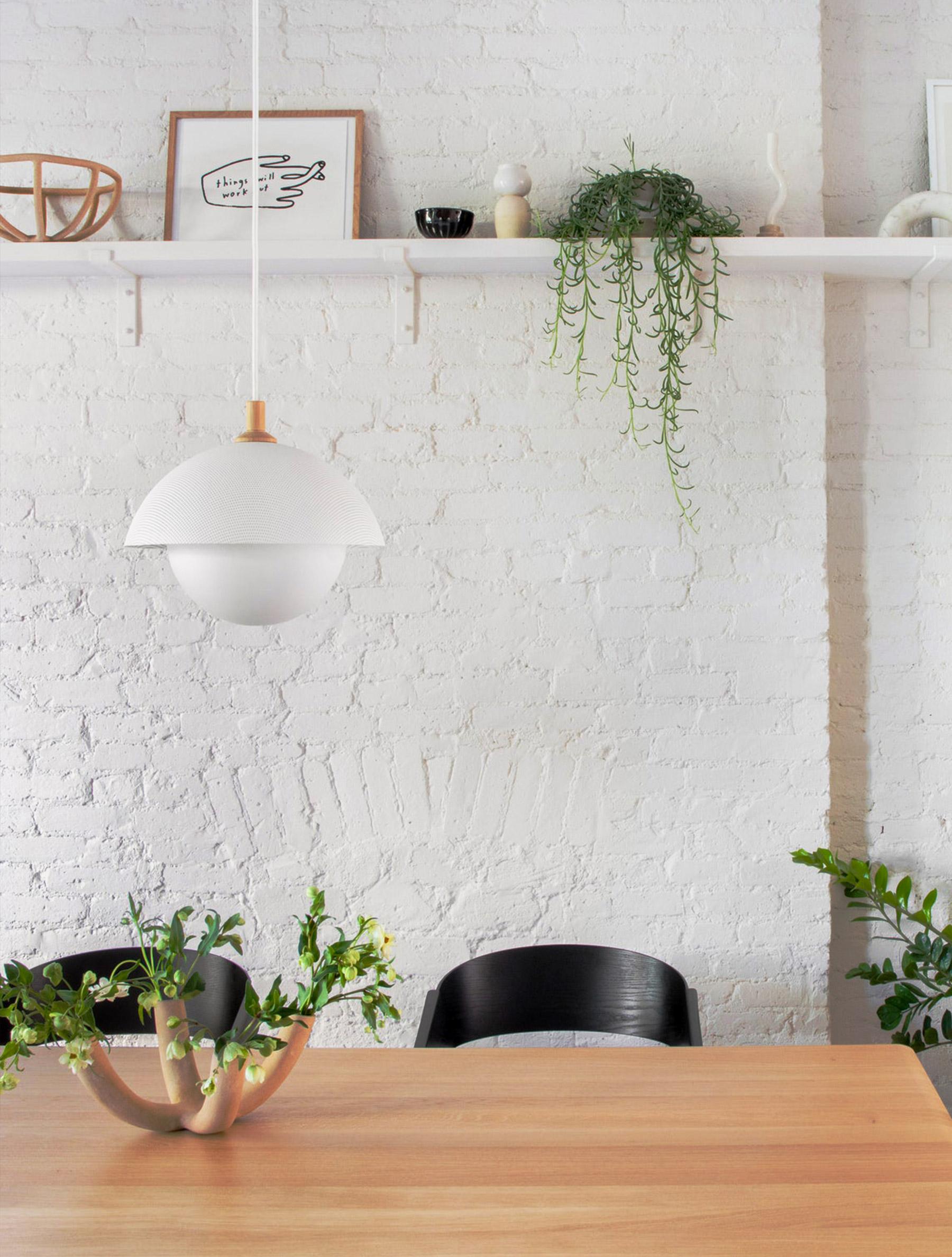 Pith Modern Minimalist Dome Perforated Wooden Pendant Lamp
