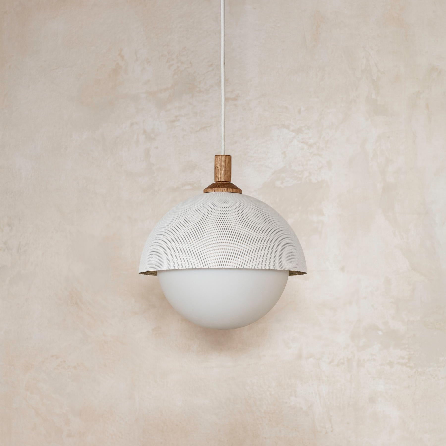 Pith Modern Minimalist Dome Perforated Wooden Pendant Lamp