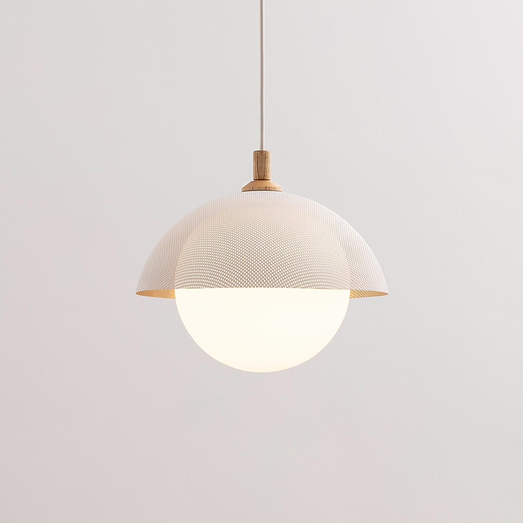 Pith Modern Minimalist Dome Perforated Wooden Pendant Lamp