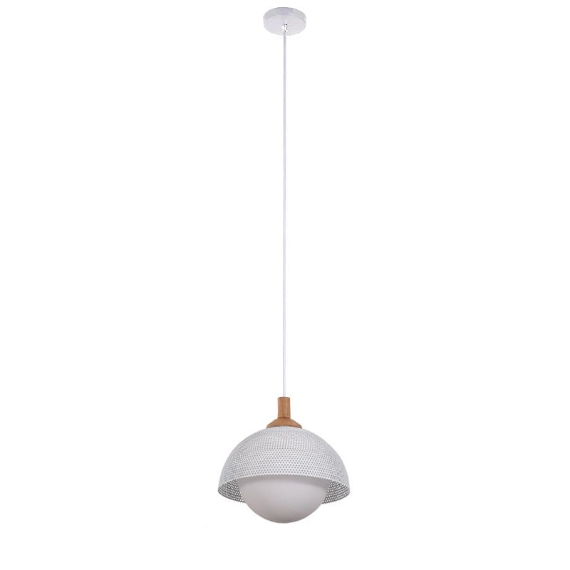 Pith Modern Minimalist Dome Perforated Wooden Pendant Lamp