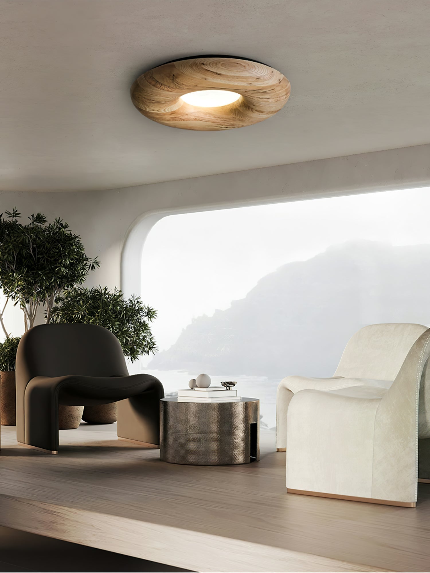 Zosora Organic Oak Flush Mount