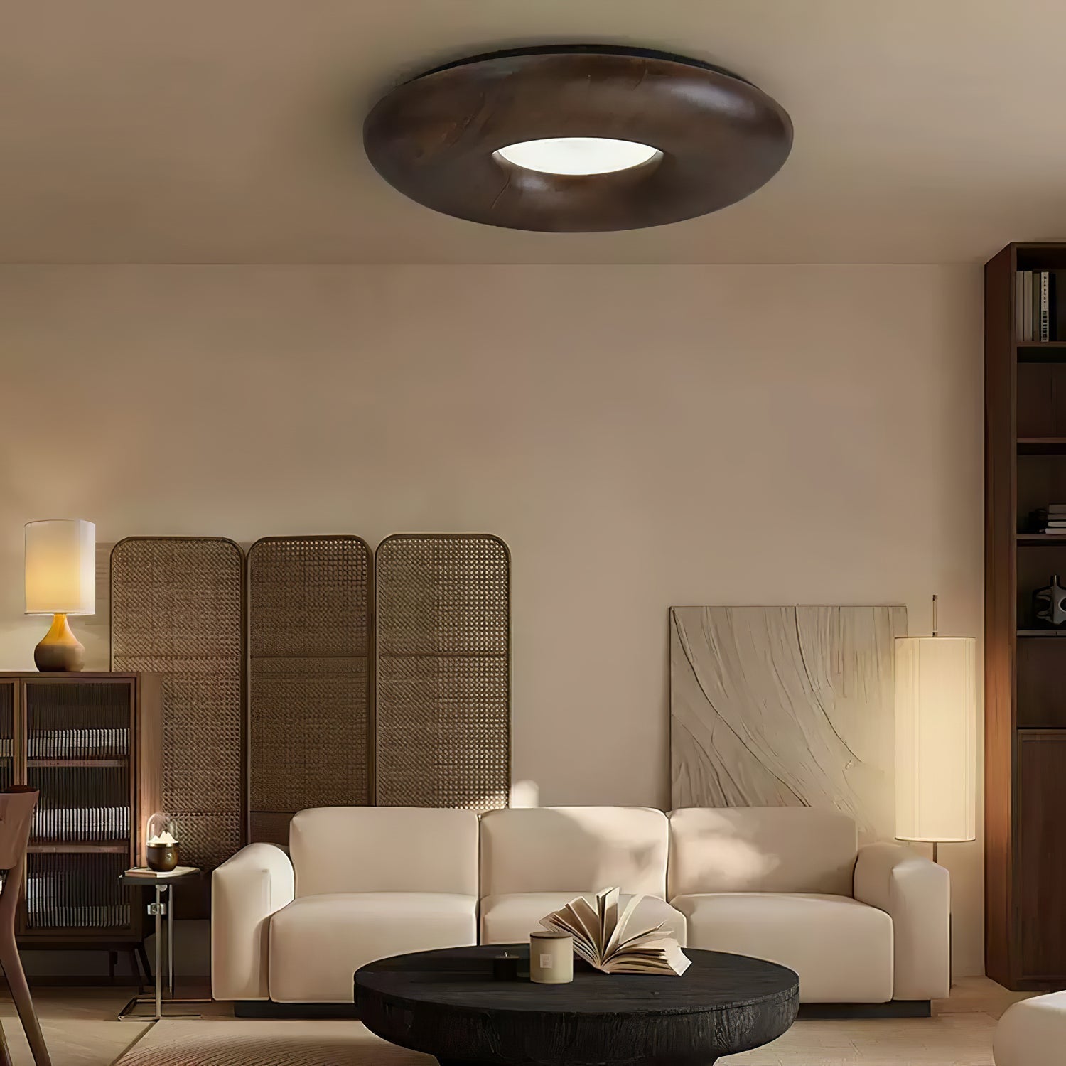 Zosora Organic Oak Flush Mount