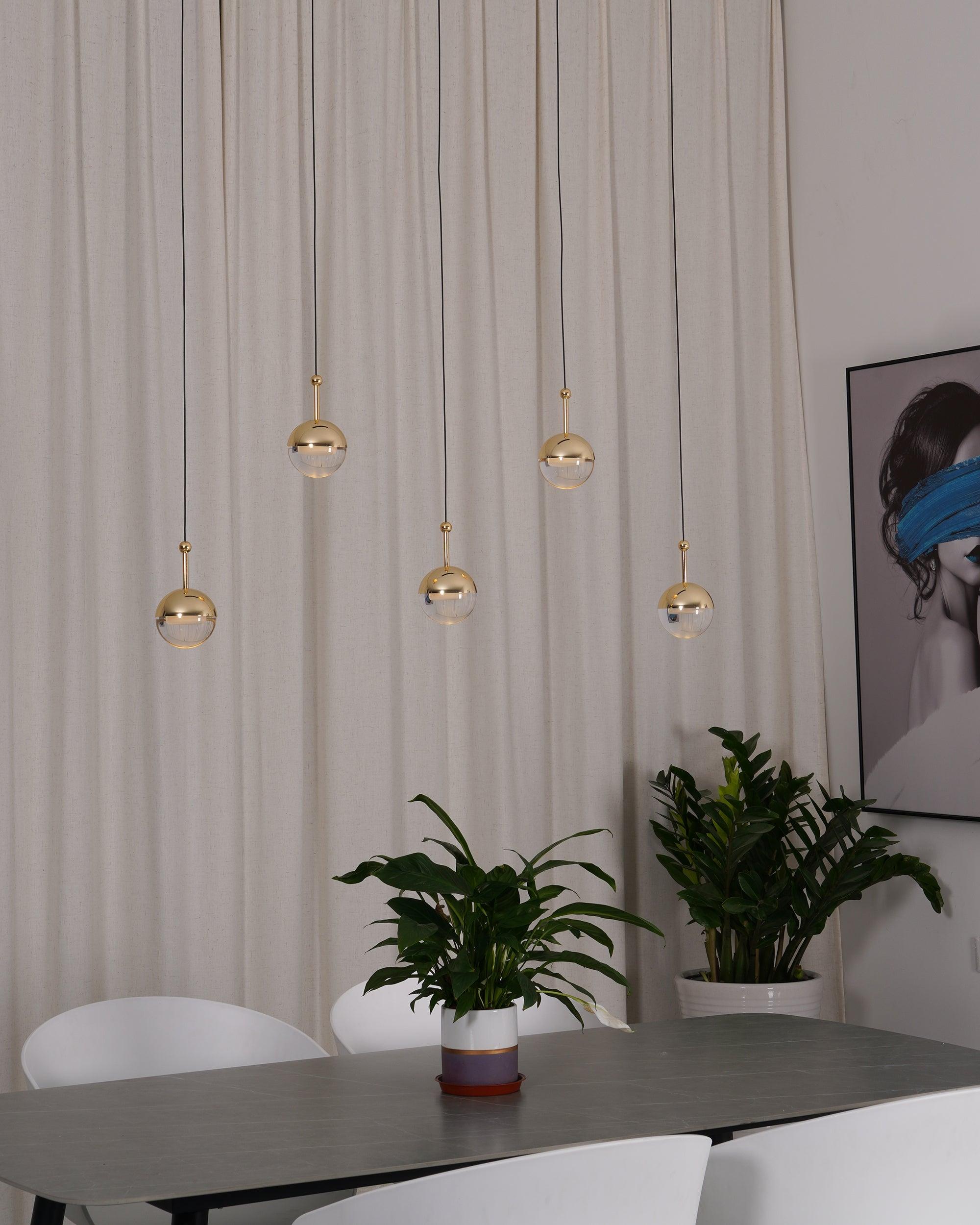 Zaneth Pendant Lamp Steel Glass Multi Drop Minimalist Staircase