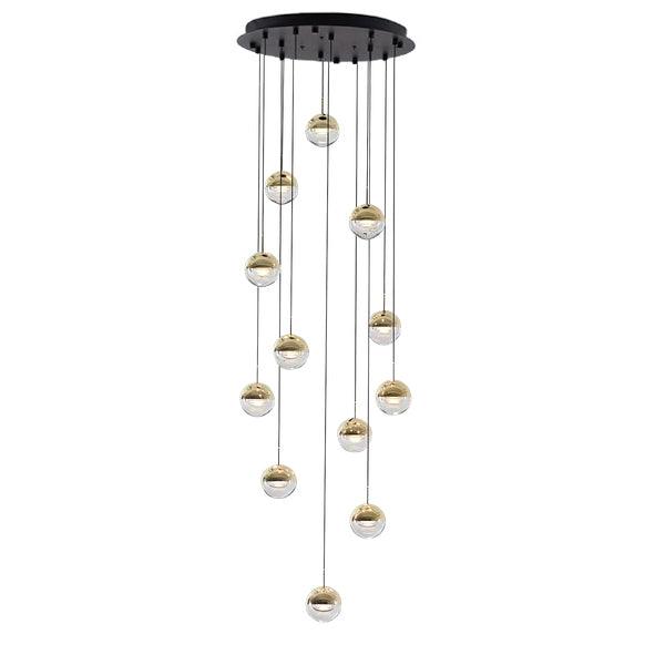 Zaneth Pendant Lamp Steel Glass Multi Drop Minimalist Staircase