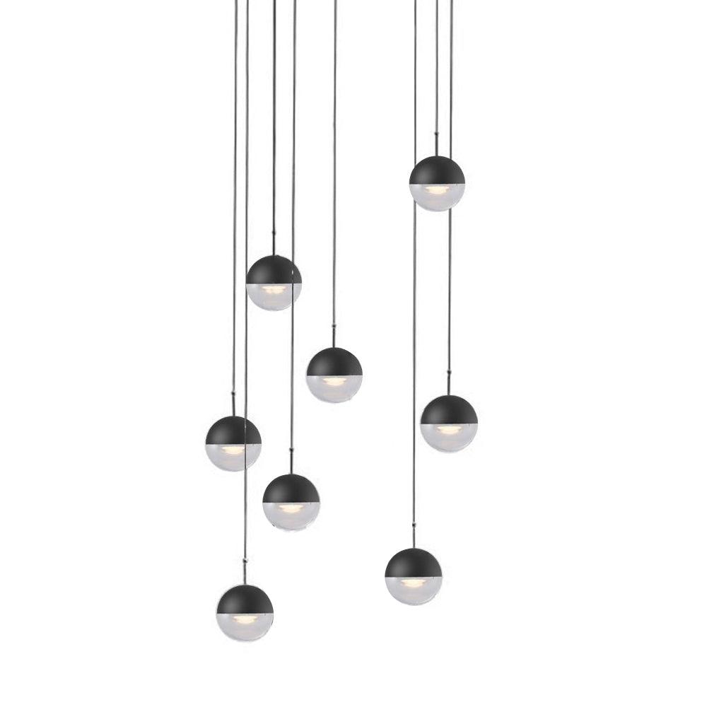 Zaneth Pendant Lamp Steel Glass Multi Drop Minimalist Staircase