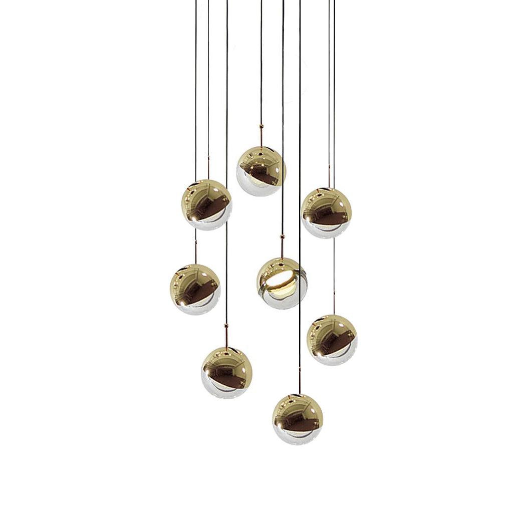 Zaneth Pendant Lamp Steel Glass Multi Drop Minimalist Staircase