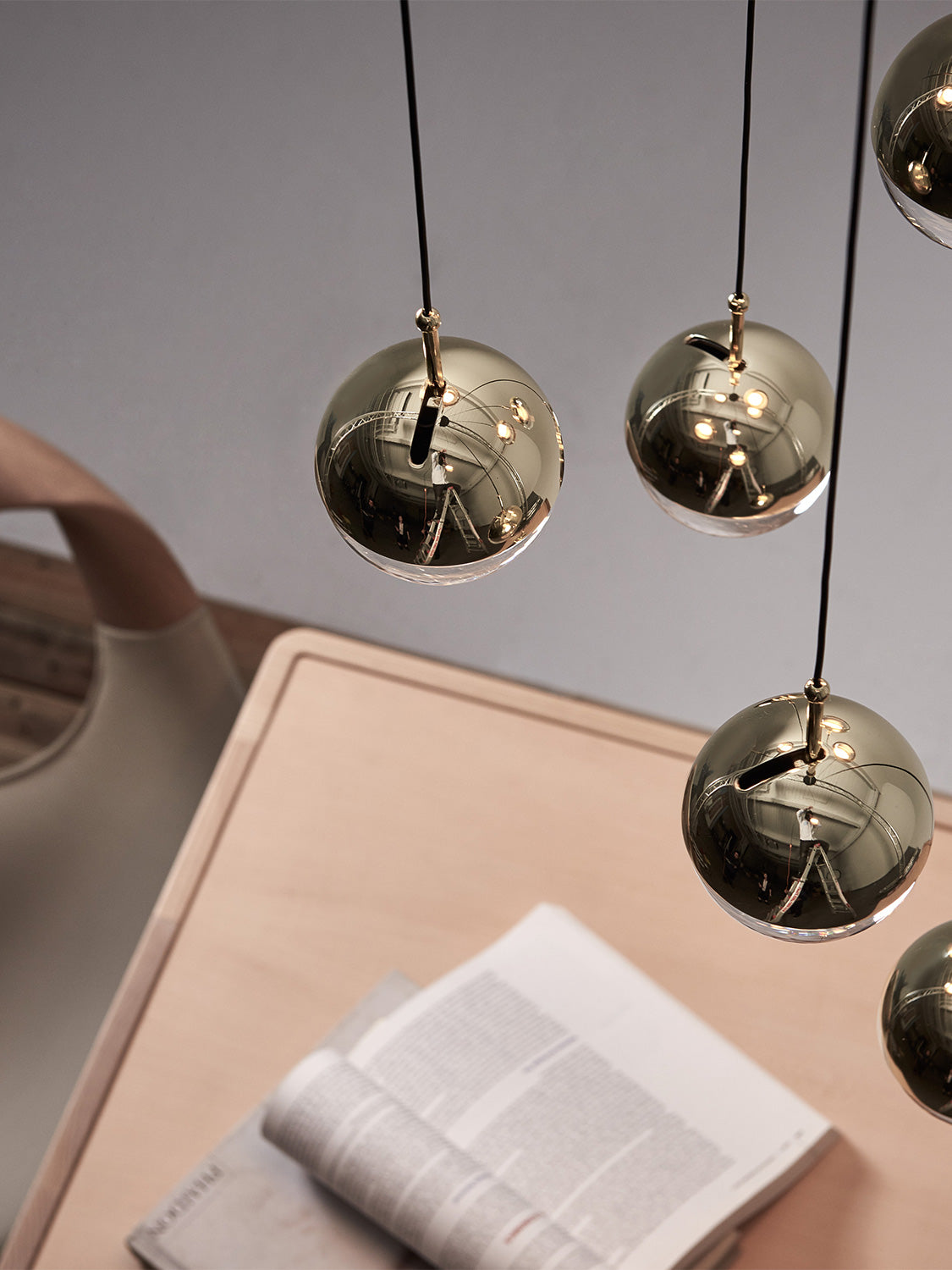Zaneth Pendant Lamp Steel Glass Multi Drop Minimalist Staircase