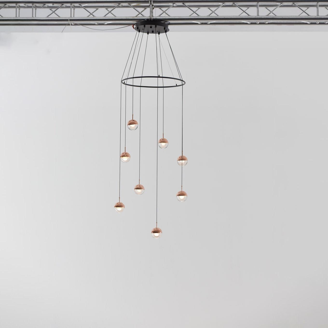 Zaneth Pendant Lamp Steel Glass Multi Drop Minimalist Staircase